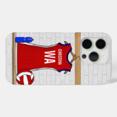 Aangepast netball Uniform Red met blauw en wit Case-Mate iPhone Case (Achterkant (horizontaal))