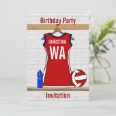 Aangepast netball Uniform Red met blauw en wit Kaart (Staand voorkant)