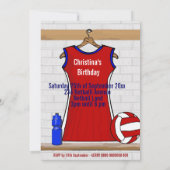 Aangepast netball Uniform Red met blauw en wit Kaart (Achterkant)