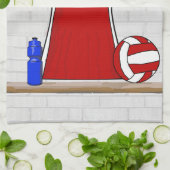 Aangepast netball Uniform Red met blauw en wit Theedoek (Gevouwen)