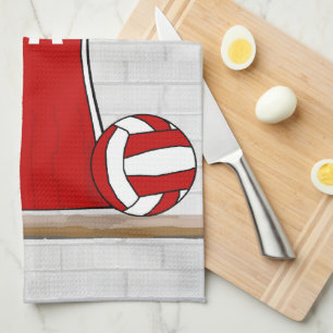 Aangepast netball Uniform Red met blauw en wit Theedoek