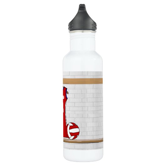 Aangepast netball Uniform Red met blauw en wit Waterfles (Rechts)