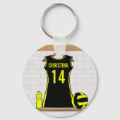 Aangepast netball Uniform zwart geel Sleutelhanger (Voorkant)