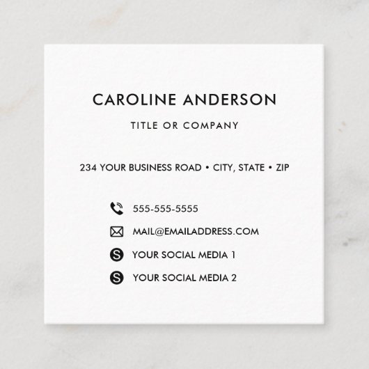 Aangepast netwerk voor sociale media-pictogrammen  vierkante visitekaartje (Voorkant)