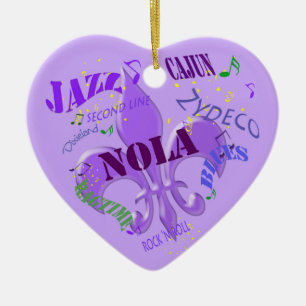 Aangepast New Orleans Music Paars Keramisch Ornament