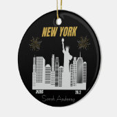 Aangepast New York 2025 Marathon Runner Cadeau Keramisch Ornament (Links)