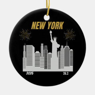 Aangepast New York 2025 Marathon Runner Cadeau Keramisch Ornament