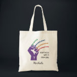 AANgepast NIET MEER MET STEM GIRL Tote Bag<br><div class="desc">Aangepast NIET MEER MET STEM GIRL Grote Canvas tas, ontworpen met een paarse, vuile en tekst die NIET MEER MET EEN STEM MEISJE leest. De kleuren van de STEM-onderwerpen zijn groen (Wetenschap), blauw (Technologie), oranje (Techniek) en rood (Wiskunde), en deze woorden verschijnen in gebogen formaat, afkomstig uit de knokkels. Vervang...</div>