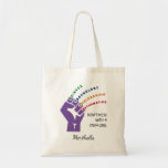 AANgepast NIET MEER MET STEM GIRL Tote Bag<br><div class="desc">Aangepast NIET MEER MET STEM GIRL Grote Canvas tas, ontworpen met een paarse, vuile en tekst die NIET MEER MET EEN STEM MEISJE leest. De kleuren van de STEM-onderwerpen zijn groen (Wetenschap), blauw (Technologie), oranje (Techniek) en rood (Wiskunde), en deze woorden verschijnen in gebogen formaat, afkomstig uit de knokkels. Vervang...</div>