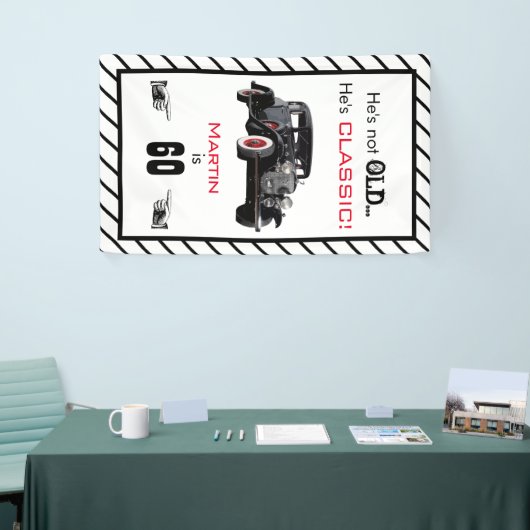 Aangepast niet-oude klassieke auto  verjaardag spandoek (Beurs)