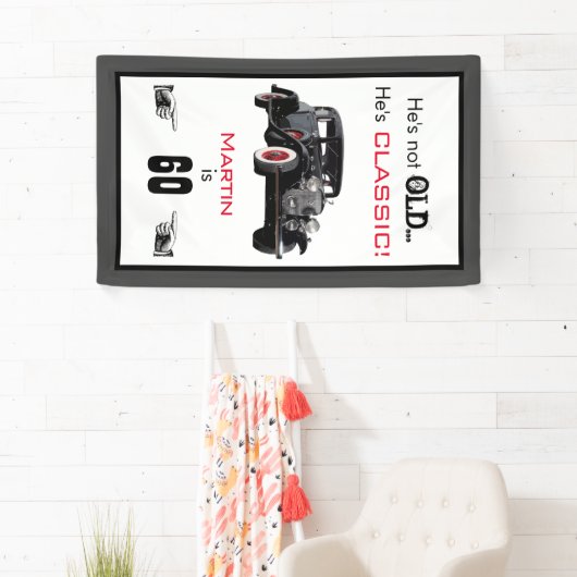 Aangepast niet-oude klassieke auto  verjaardag spandoek (Insitu)
