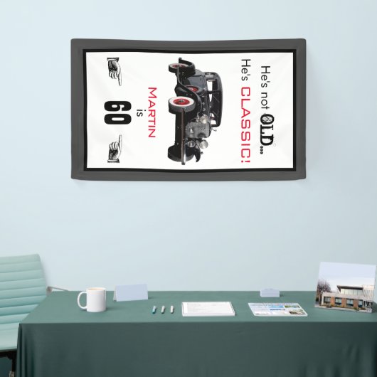 Aangepast niet-oude klassieke auto  verjaardag spandoek (Beurs)