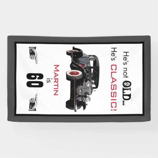 Aangepast niet-oude klassieke auto  verjaardag spandoek (Horizontaal)
