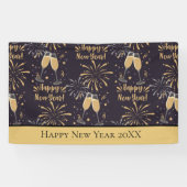 Aangepast nieuw jaar Eve Champagne Fireworks Spandoek (Horizontaal)