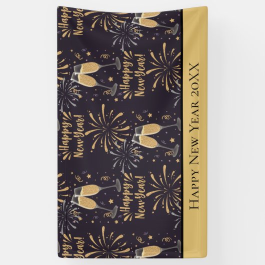 Aangepast nieuw jaar Eve Champagne Fireworks Spandoek (Verticaal)