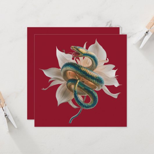 Aangepast Nieuw Jaar van de Slang Goud Rood Wit Bl Kaart (Voorkant / Achterkant in situ)