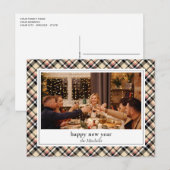 Aangepast nieuwjaar zwart zwart zwart wit beige pl briefkaart (Voorkant / Achterkant)