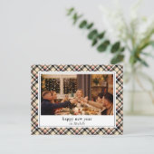 Aangepast nieuwjaar zwart zwart zwart wit beige pl briefkaart (Staand voorkant)