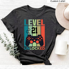 Aangepast niveau 21 Unlocked Video Gamer 21e verja T-shirt