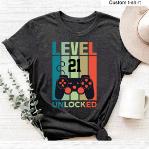 Aangepast niveau 21 Unlocked Video Gamer 21e verja T-shirt