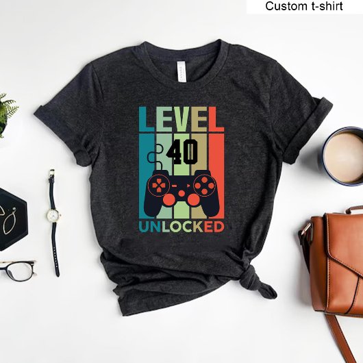 Aangepast niveau 40 Unlocked Video Gamer 40e verja T-shirt