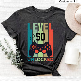 Aangepast niveau 50 ontgrendelde video gamer 50ste t-shirt