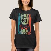 Aangepast niveau 60 Unlocked Video Gamer 60ste ver T-shirt (Voorkant)