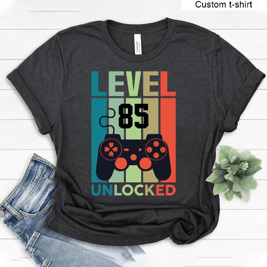 Aangepast niveau 85 ontgrendelde videogamer 85e ve t-shirt