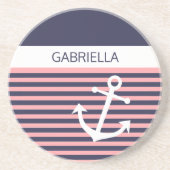 Aangepast nodulair lichtkoraal roze strepen patroo zandsteen onderzetter (Voorkant)