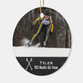 Aangepast noords kruisland Skiing Foto Collage Keramisch Ornament (Links)