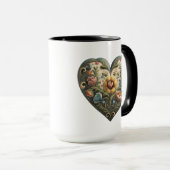 Aangepast Noors Rosemaling Folk Art Heart M Mok (Voorkant rechts)