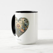 Aangepast Noors Rosemaling Folk Art Heart M Mok (Voorkant links)