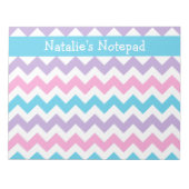 Aangepast Notitieblok, Blauw, Roze, Mauve Chevrons Notitieblok (Voorkant)
