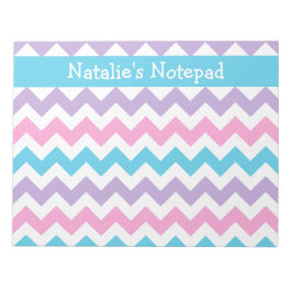 Aangepast Notitieblok, Blauw, Roze, Mauve Chevrons Notitieblok