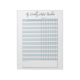 Aangepast Notitieblok blauwe weekly Habit Tracker