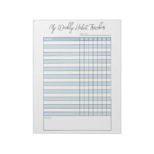 Aangepast Notitieblok blauwe weekly Habit Tracker (Linkerzijde)