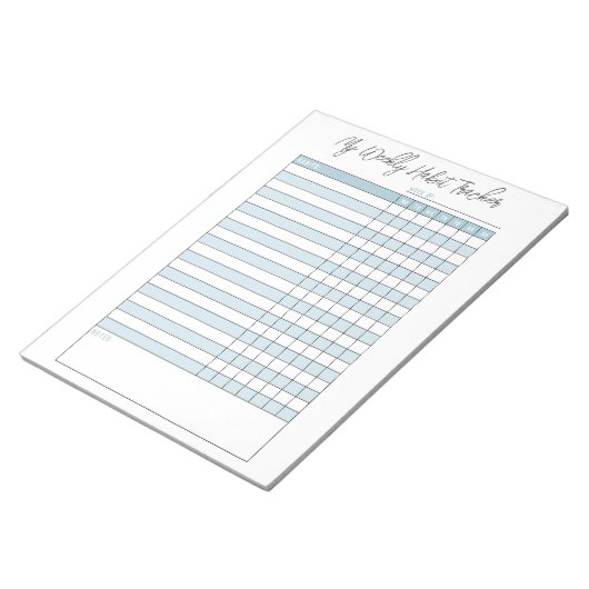 Aangepast Notitieblok blauwe weekly Habit Tracker (Schuin)