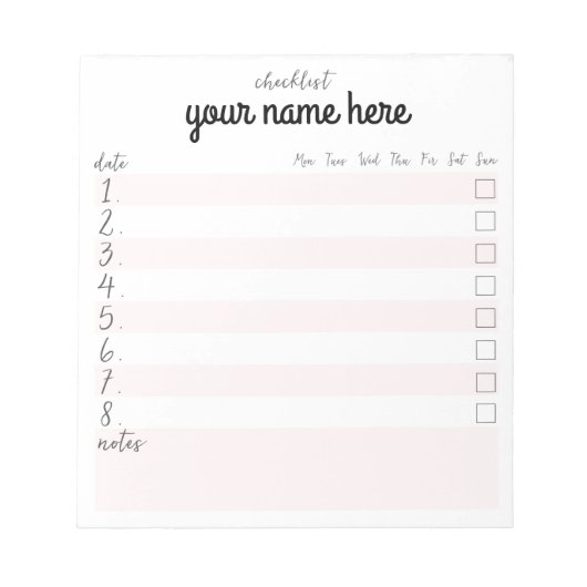 Aangepast Notitieblok checklist (Voorkant)