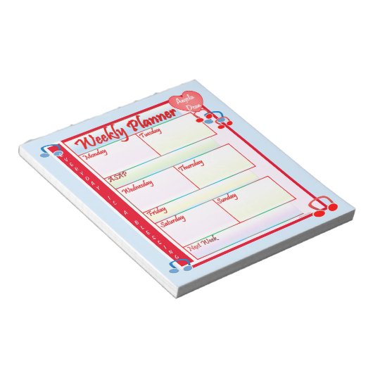 Aangepast Notitieblok Melody Weekly Planner (Schuin)