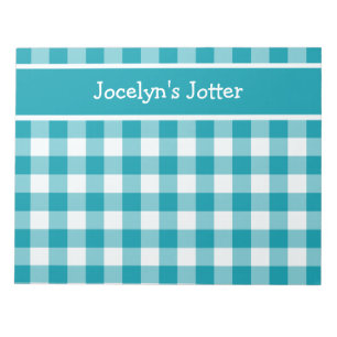 Aangepast Notitieblok of Jotter, Blauwgroen Check 