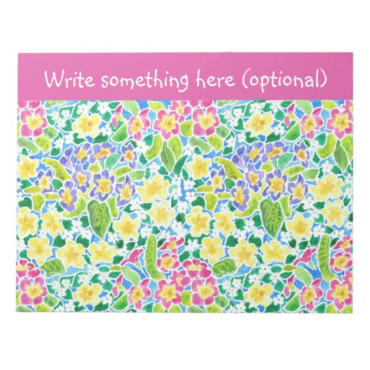 Aangepast Notitieblok of jotter, primrozen,  roze (Voorkant)