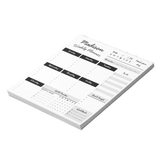 Aangepast Notitieblok voor aangepaste wekelijkse p (Linkerzijde)