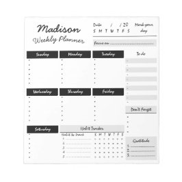 Aangepast Notitieblok voor aangepaste wekelijkse p