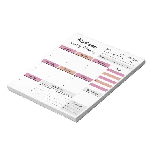 Aangepast Notitieblok voor aangepaste wekelijkse p (Linkerzijde)