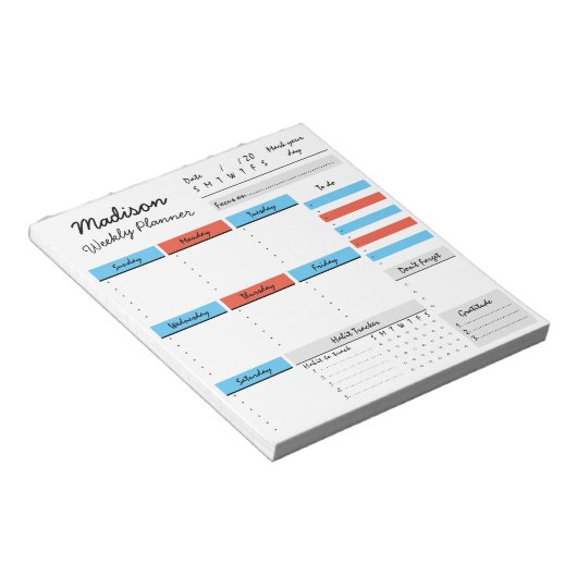 Aangepast Notitieblok voor aangepaste wekelijkse p (Schuin)