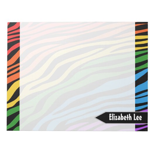 Aangepast Notitieblok voor Zebra Print Rainbow Mix (Voorkant)