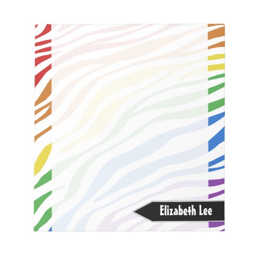 Aangepast Notitieblok voor Zebra Print Rainbow Mix (Voorkant)