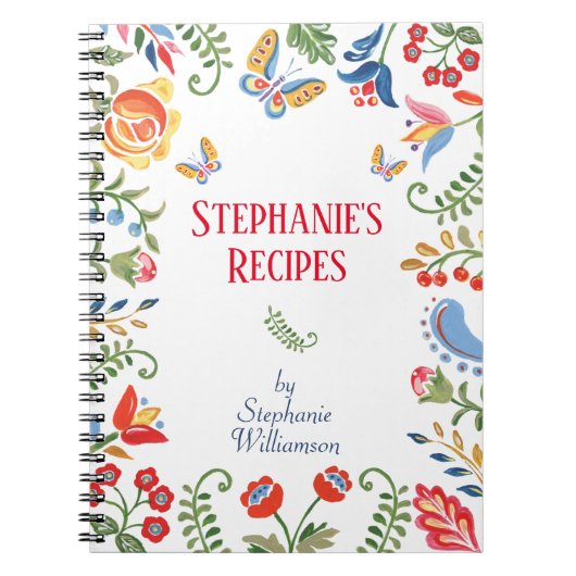 Aangepast Notitieboek ontvangen Folk Art Flower pe (Voorkant)