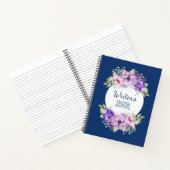 Aangepast Notitieboek Paarse Waterverf bloemen (Binnen)