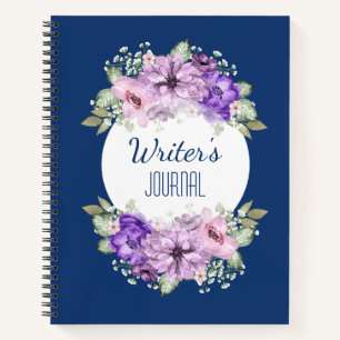 Aangepast Notitieboek Paarse Waterverf bloemen